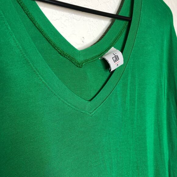 Cabi Field Tee green v neck jersey knit oversided tee top size Medium #5927 - Picture 7 of 13